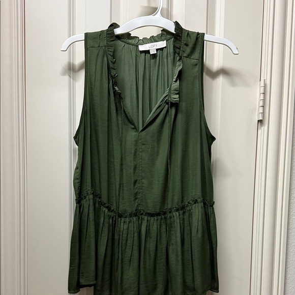LOFT Tops - LOFT Women's Olive Ruffle Trim Blouse